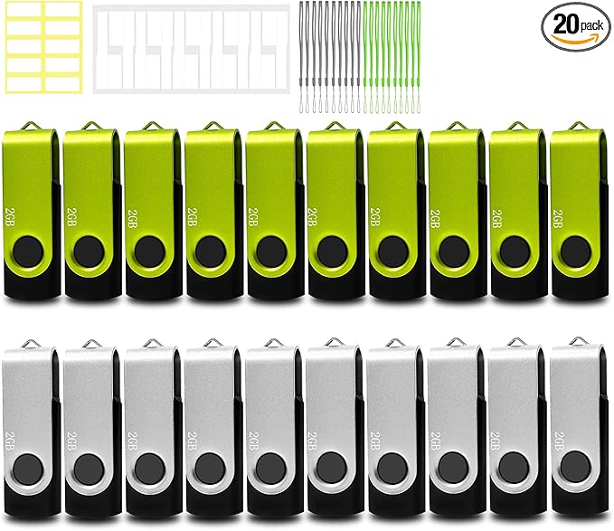 Thumb Drive 2GB USB Flash Drives 20 Pack 2 GB USB 2.0 Jump Drives Multipack by NicepictenUSBFlashDrive
