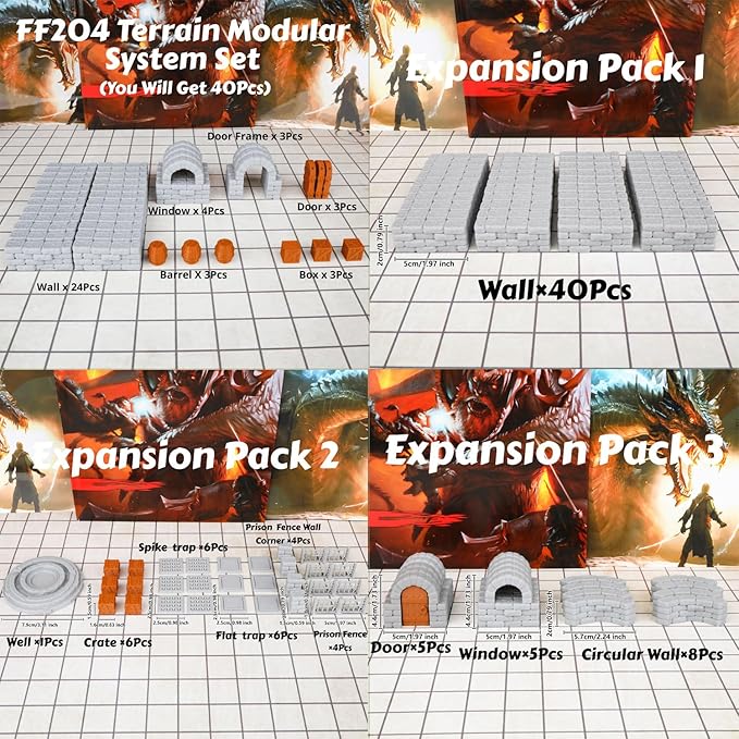 Dungeon Walls 40pcs 28mm Miniature RPG Terrain Modular System DND Building - Image 3