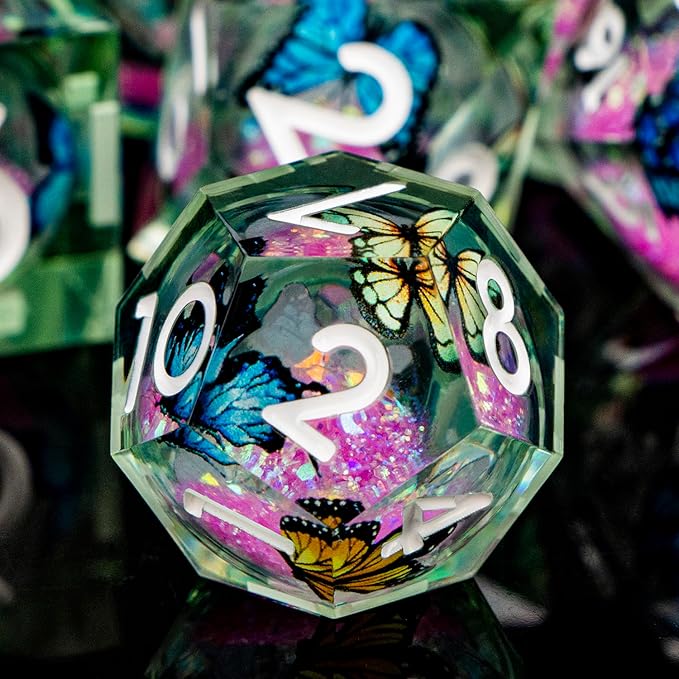 Butterfly DND Dice Pink Liquid Core Dice Set - Image 3