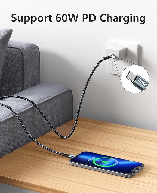 Dasku iPhone 16 USB C to USB C Fast Charging, 60W 2 Pack 3FT Charging Cord Type - Image 4