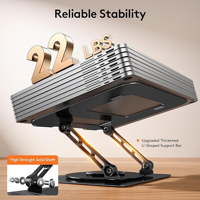 TECKNET Laptop Stand for Desk, 360 Rotating Base, Ergonomic Foldable Computer - Image 7