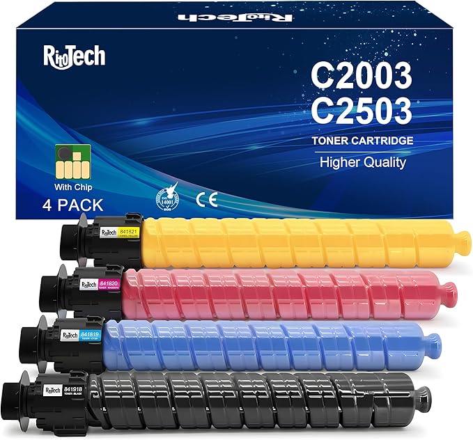 MP C2003 C2503 Toner Cartridge Black Cyan Magenta Yellow by RitoTech
