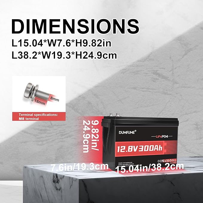 2 Packs 12V 300Ah Lithium LiFePO4 Battery, 200A BMS 3840WH Rechargeable Lithium - Image 2