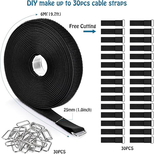1"x19.7ft Hook and Loop Straps - Image 2