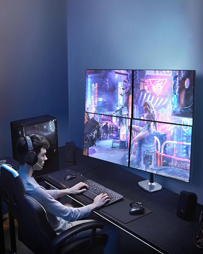 Quad Monitor Mount, Holds Screens up to 40 Inches and 25 lbs, Fully Adjustable - Image 6