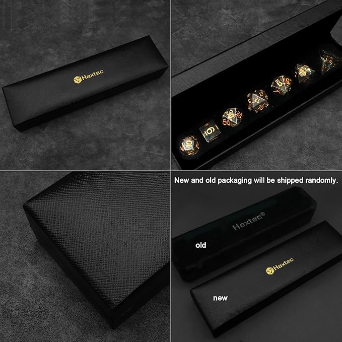 Haxtec Sharp Edge Dice Set DND Dice Black Resin Dice Iridecent Mylar Galaxy D&D - Image 5