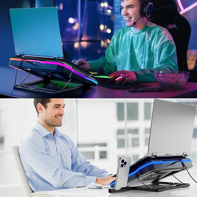 Laptop Cooling Pad Powerful Turbo Fan RGB Gaming Notebook Cooler, Moojay Laptop - Image 6