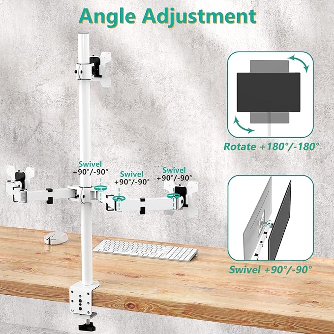WALI Triple Monitor Stand, Fully Adjustable Three Monitor Desk Mount Fits 3 - Image 5