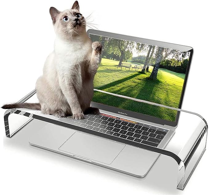 Clear Acrylic Monitor Stand, Keyboard Cover Protector Anti-Cat Prevent Cats by Unknown