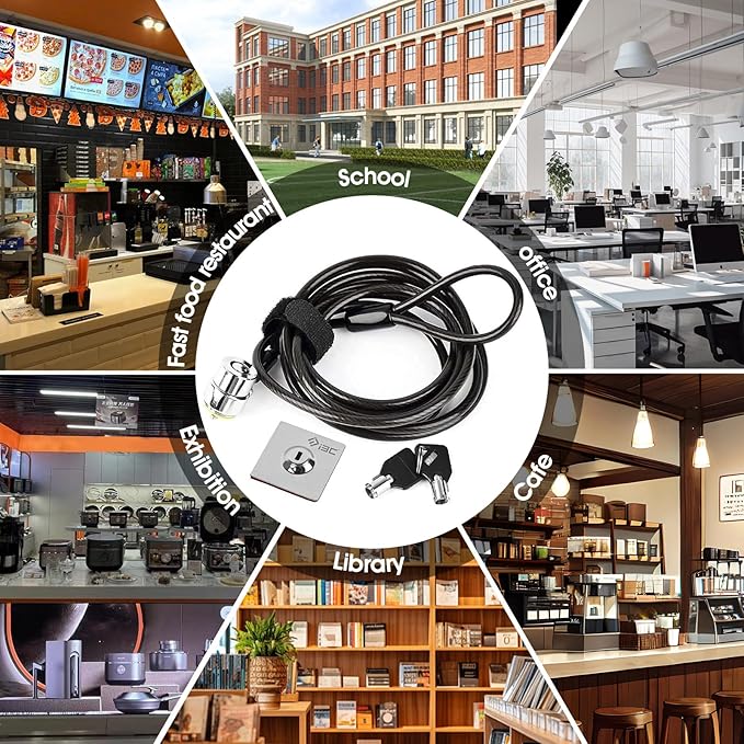 I3C Laptop Cable Lock Hardware Security Cable Lock Anti Theft, Anchor Plate & 2 - Image 5