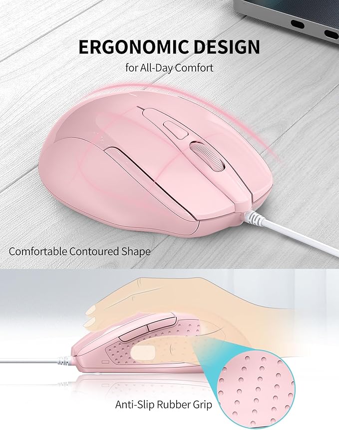 TECKNET Wired Mouse, 6-Button Corded - Image 3