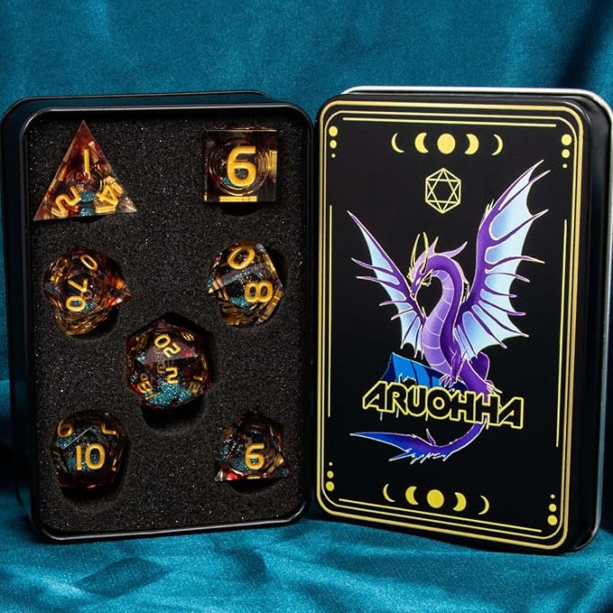 ARUOHHA Liquid Core DND Dice Set, Role Playing Dice Set D20 D12 D10 D8 D6 D4 - Image 6