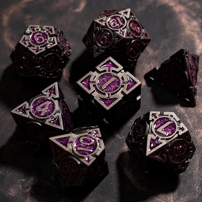 Purple Black Nickel Finish Heavy Metal DND Dice Set - Image 4