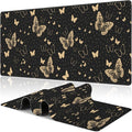 Golden Butterflies Desk Mat, Large Butterfly and Round Spots Gaming Keyboard by NIYLYNSYN