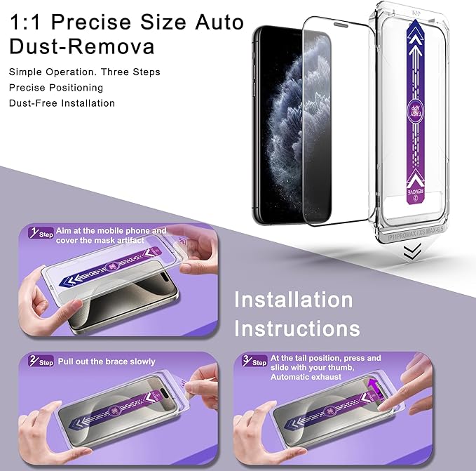 2 Pack Screen Protector for iPhone 11 Pro Max/iPhon XS Max, 9H Tempered Glass - Image 3