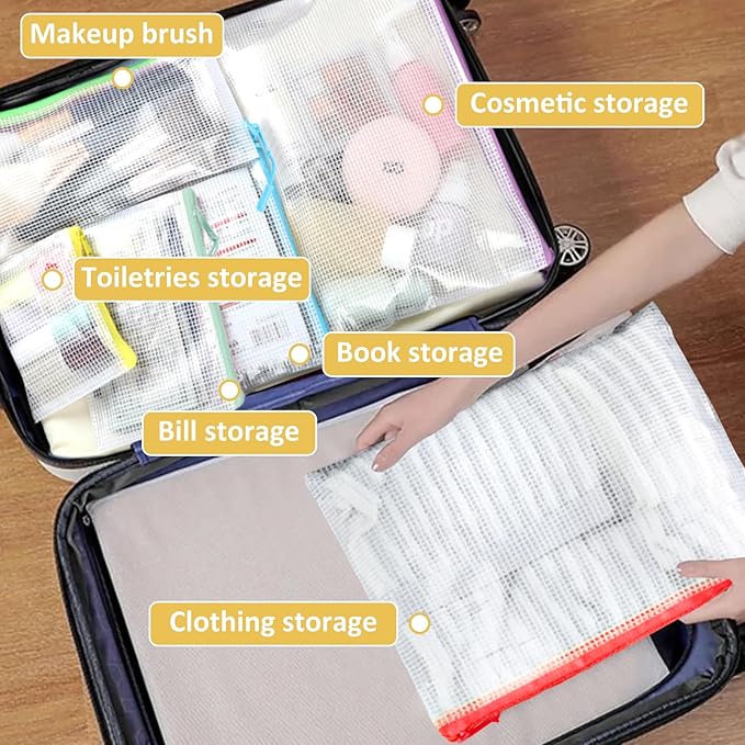 24PCS Mesh Zipper Pouch Storage Bags, 8 Sizes Board Game Bags, 12 Colors - Image 6