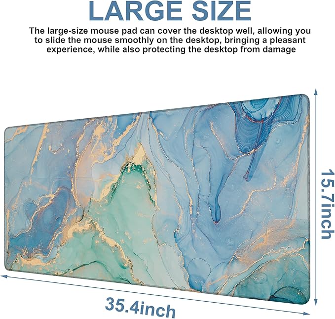 Gaming Desk Pad Large Extra Length Fluid Art Marble Mouse Pad Keyboard Laptop - Image 3