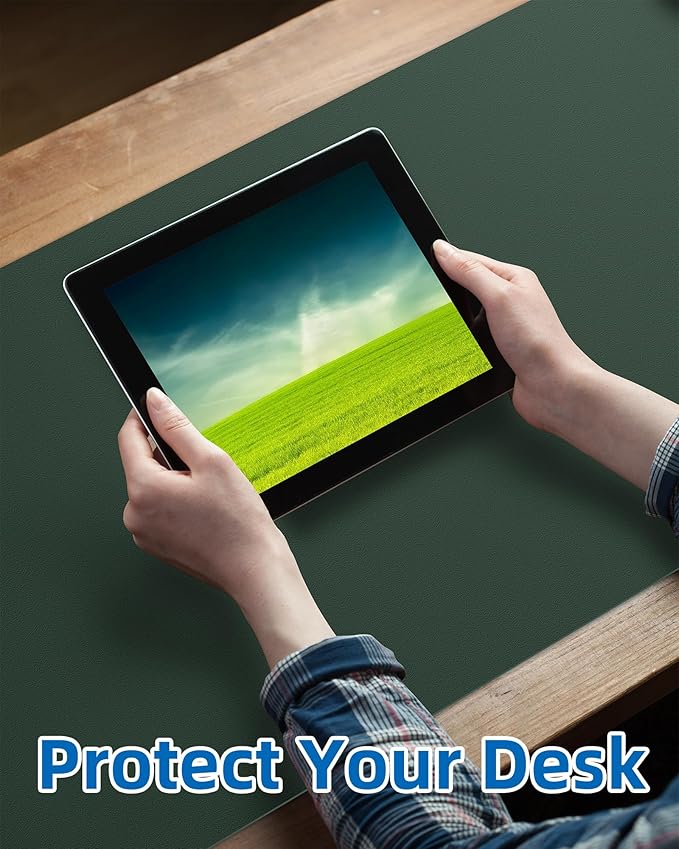 Leather Desk Pad Blotter, Mouse Pad, Office Desk Mat, Non-Slip PU Leather Desk - Image 4