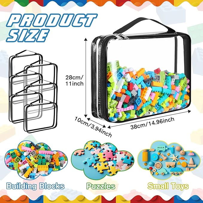 Sanwuta 6 Packs Toy Storage Bags, PVC Organizing Case Bags - Image 2