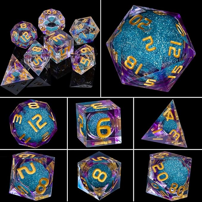 ARUOHHA Liquid Core DND Dice Set, Role Playing Dice Set D20 D12 D10 D8 D6 D4 - Image 5
