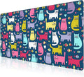 Mouse Pad, Large Cartoon Cats and Fish Desk Mat, Extended Non-Slip Gaming by NIYLYNSYN