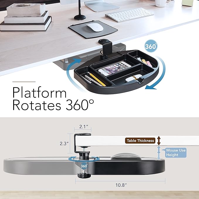 EHO Clamp-On Desk Organizer, Mouse Pad Storage, Spill-Proof, Under Desk Storage - Image 3