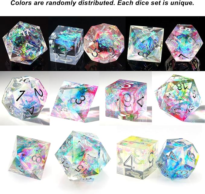 Haxtec Rainbow Sharp Edge Dice Set DND Dice - Image 5