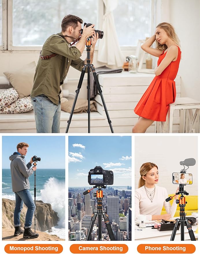 Camera Tripod, Converts to Monopod, Holds 35lbs - Image 5