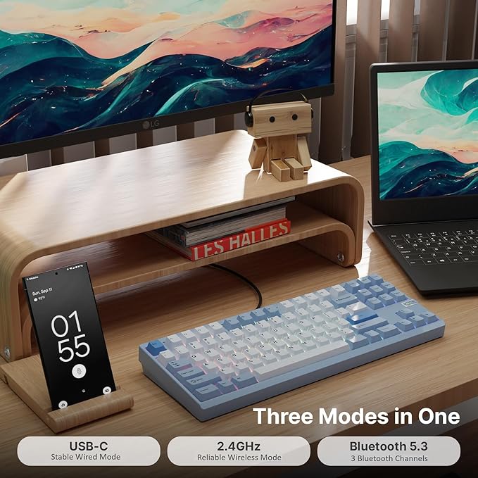 Chilkey ND TKL Aluminum Mechanical Keyboard, 87 Keys Tenkeyless Wireless Gaming - Image 3