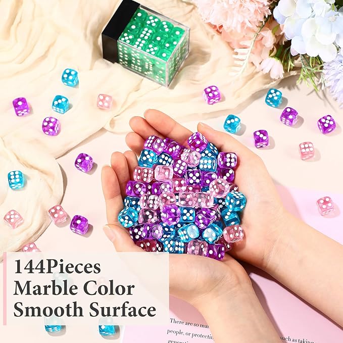 144 Pieces 12mm 6 Sided Mini Dice Set - Image 5