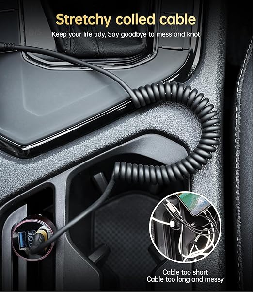 Short iPhone Charger Cable for Car, 2 Pack 3FT Coiled Lightning Cable iPhone - Image 4