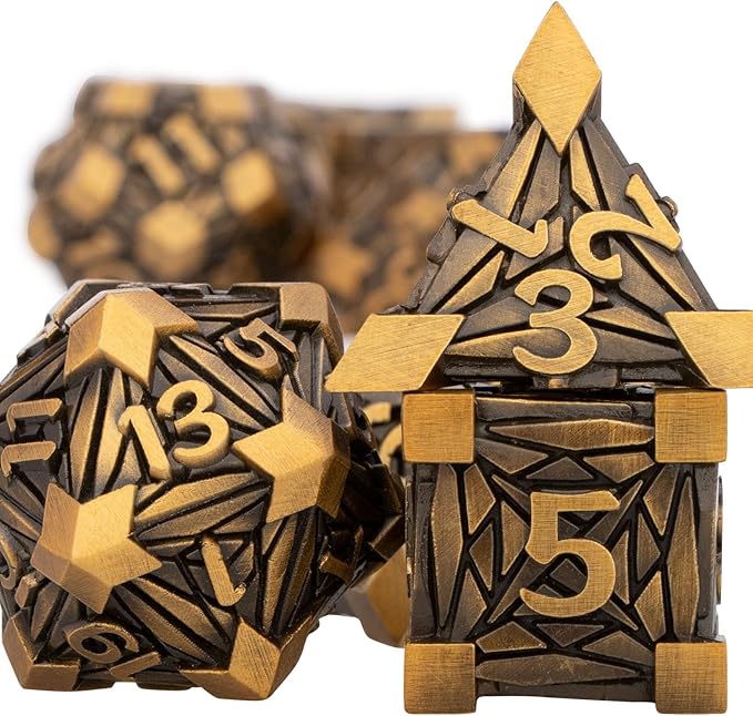 7PCS Metal DND Dice Set with Box, Debris RPG Red D and D Dice - Image 2