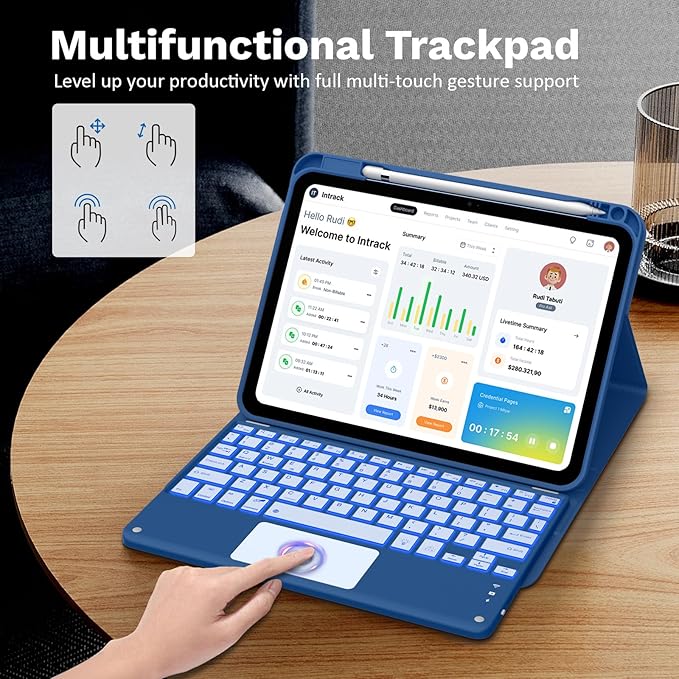 MoKo Touch Keyboard Case for iPad 11th Generation 11 inch 2025, iPad 10th - Image 5