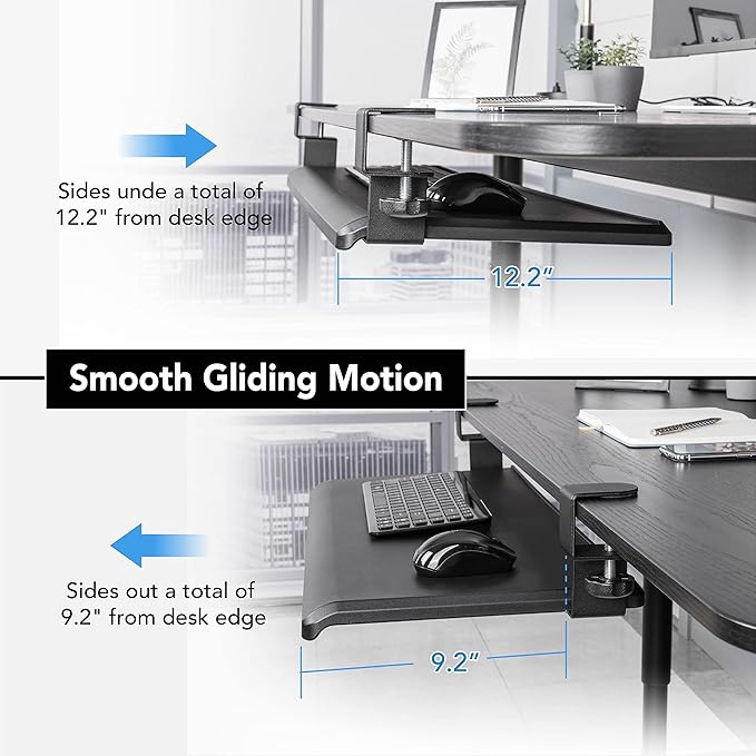 EHO Clamp-On Retractable Adjustable Keyboard Tray, Under Desk Ergonomic - Image 2