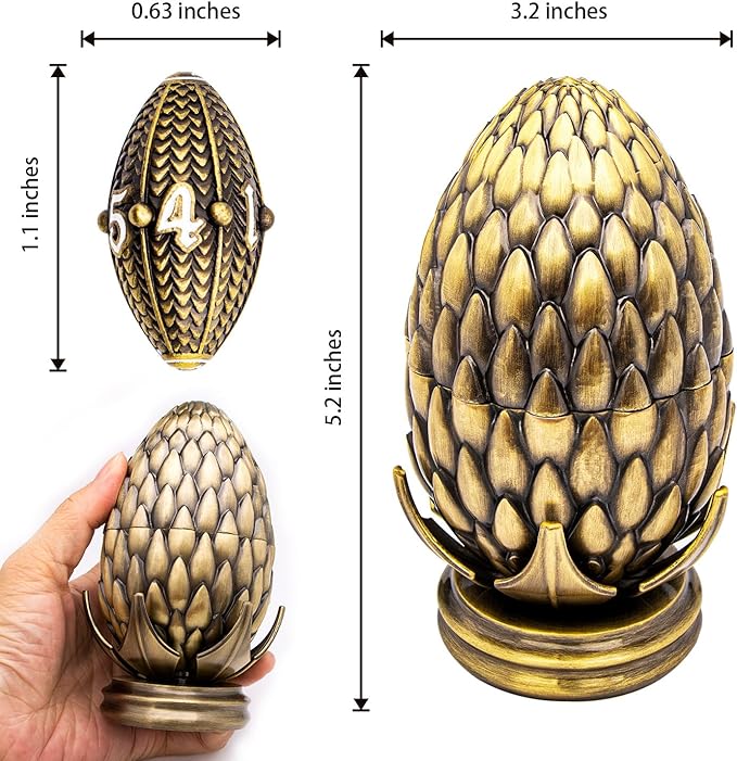 ARUOHHA DND Metal Dice Bronze Dragon Egg Dice - Image 6