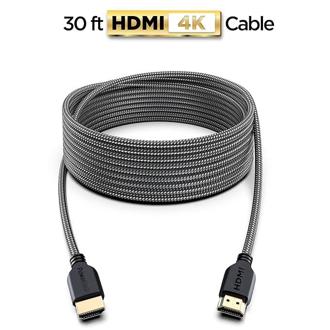 PowerBear 4K HDMI Cable 30 ft | High Speed Hdmi Cables, Braided Nylon & Gold - Image 2