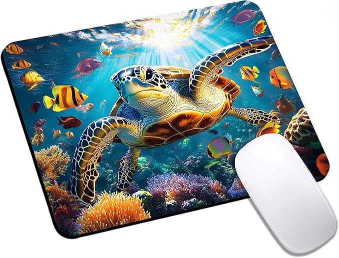 Mouse Pad, Cute Ocean Colorful Turtle Mouse Pads by HUOCAIREN