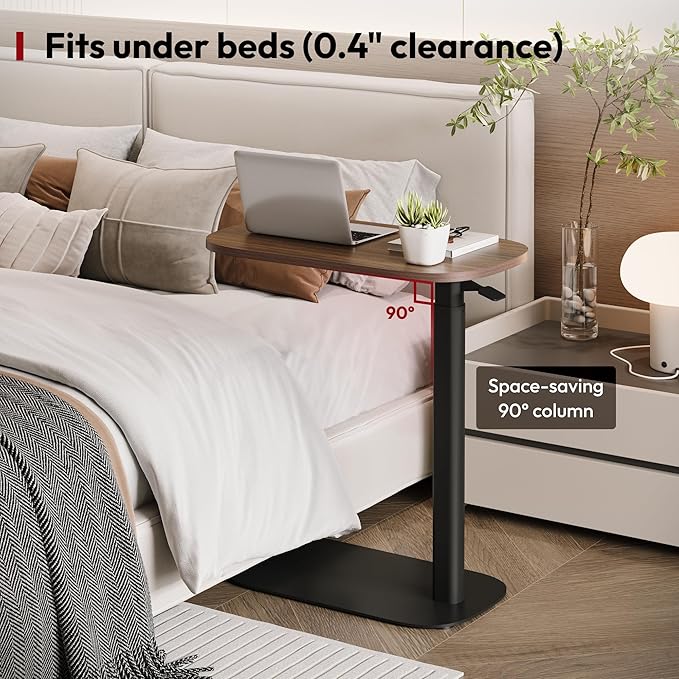SANODESK Adjustable Overbed Bedside Table Pneumatic Adjustable Height Laptop - Image 3