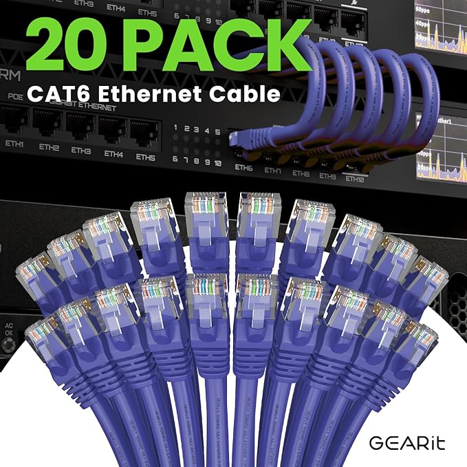 GearIT Cat 6 Ethernet Cable Cat6 Network Patch, Snagless Cord, Internet - Image 2