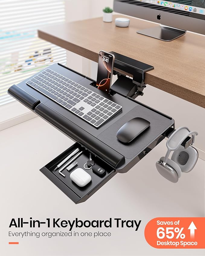 Klearlook Upgraded Ergonomic Keyboard Tray Under Desk, Adjustable Sliding - Image 2