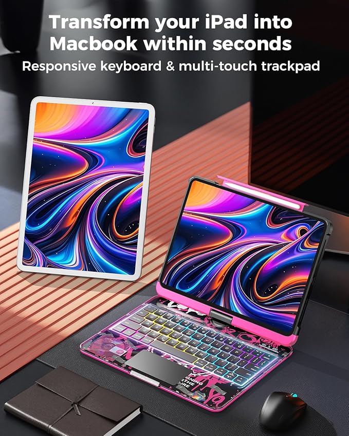 SIBEITU Keyboard Case for iPad Pro 13 Inch, 360 Rotatable iPad Pro 13 Clear - Image 6