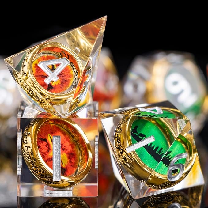 Magic Golden Ring DND Dice Set Sharp Edge Red Gaze Eye Resin Dice - Image 6