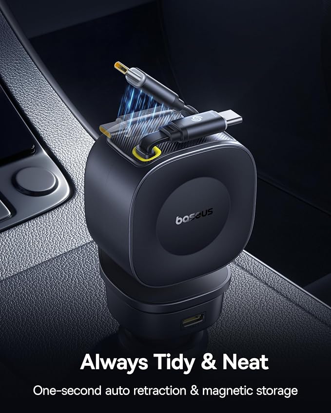 Baseus 163W Retractable Car Charger USB C Fast Charging, PrimeTrip VR2 Max 4 in - Image 7