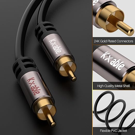 RCA Cable 50FT, 2RCA Male to 2RCA Male Stereo Audio Cable, 【Oxygen-Free Copper - Image 2