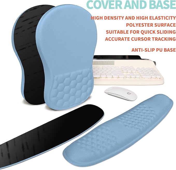 2-in-1 Ergonomic Set, Wave Rise Keyboard Wrist Rest and Massage Bulge Slope - Image 6