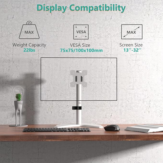 WALI Single Monitor Stand, Free Standing Desk Stand - Image 3