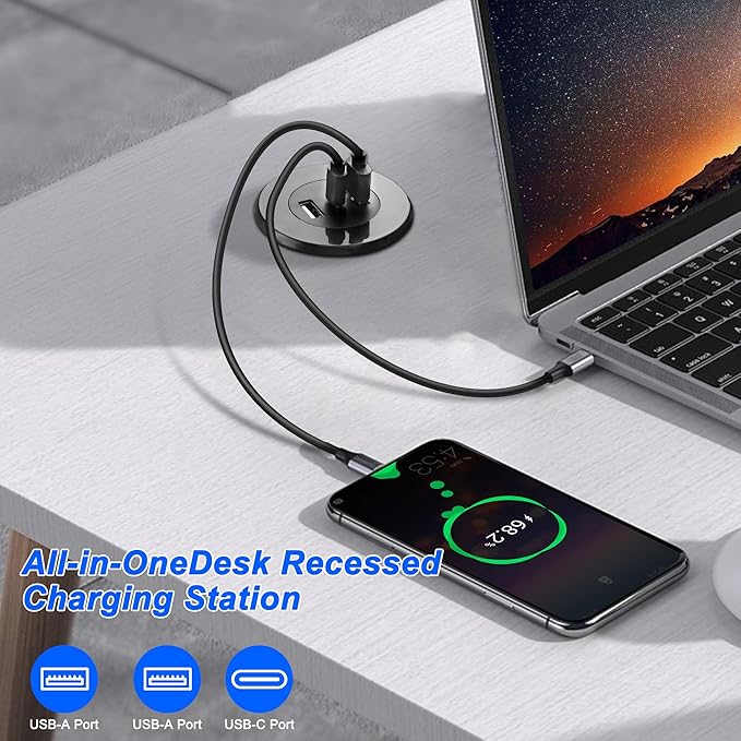 MEIRIYFA 3-in-1 Desktop Power Embedded Charger USB/Type C Desktop Station - Image 4