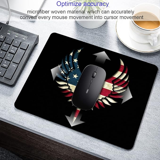 America Flag Mouse Pad Personalized Art Design Computer Laptop Non-Slip Rubber - Image 3