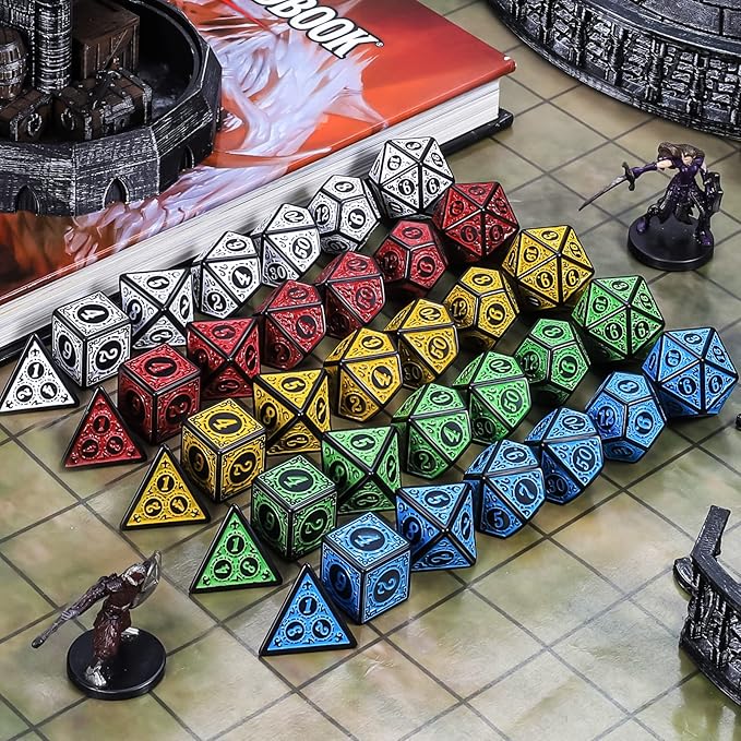CiaraQ Polyhedral Dice with 5 Pouches, 5 Sets of Retro Dice - Image 6