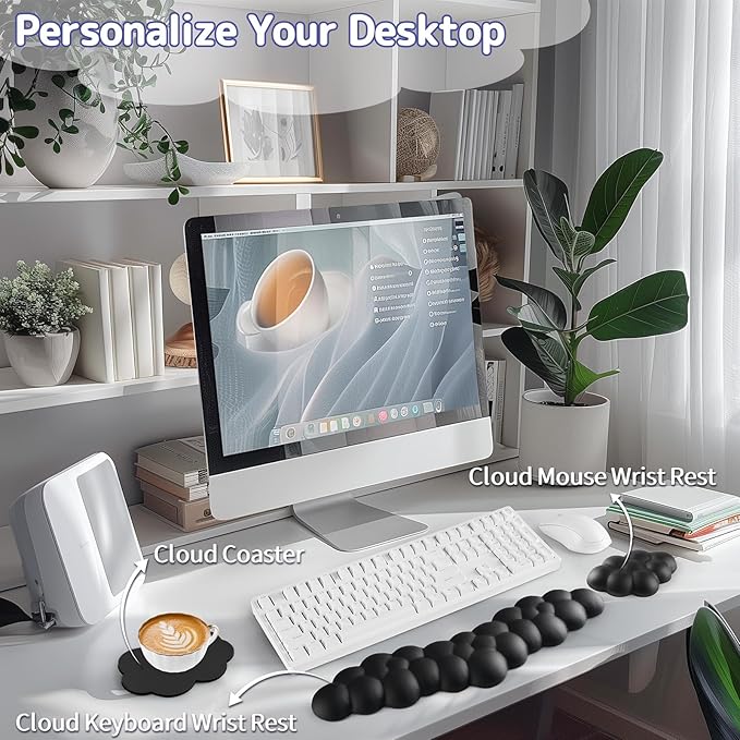 Cloud Wrist Rest for Keyboard and Mouse, Memory Foam PU Leather Keyboard Wrist - Image 2